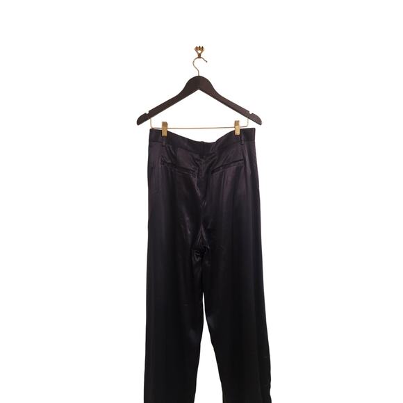 NWT Madewell The Harlow Superwide-Leg In Stretch Satin Holiday Black 6 - Picture 10 of 11